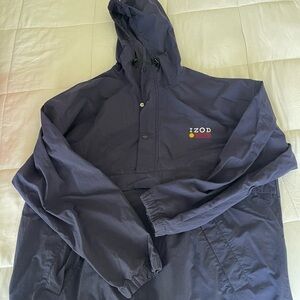 Izod Men's Navy Hooded Windbreaker